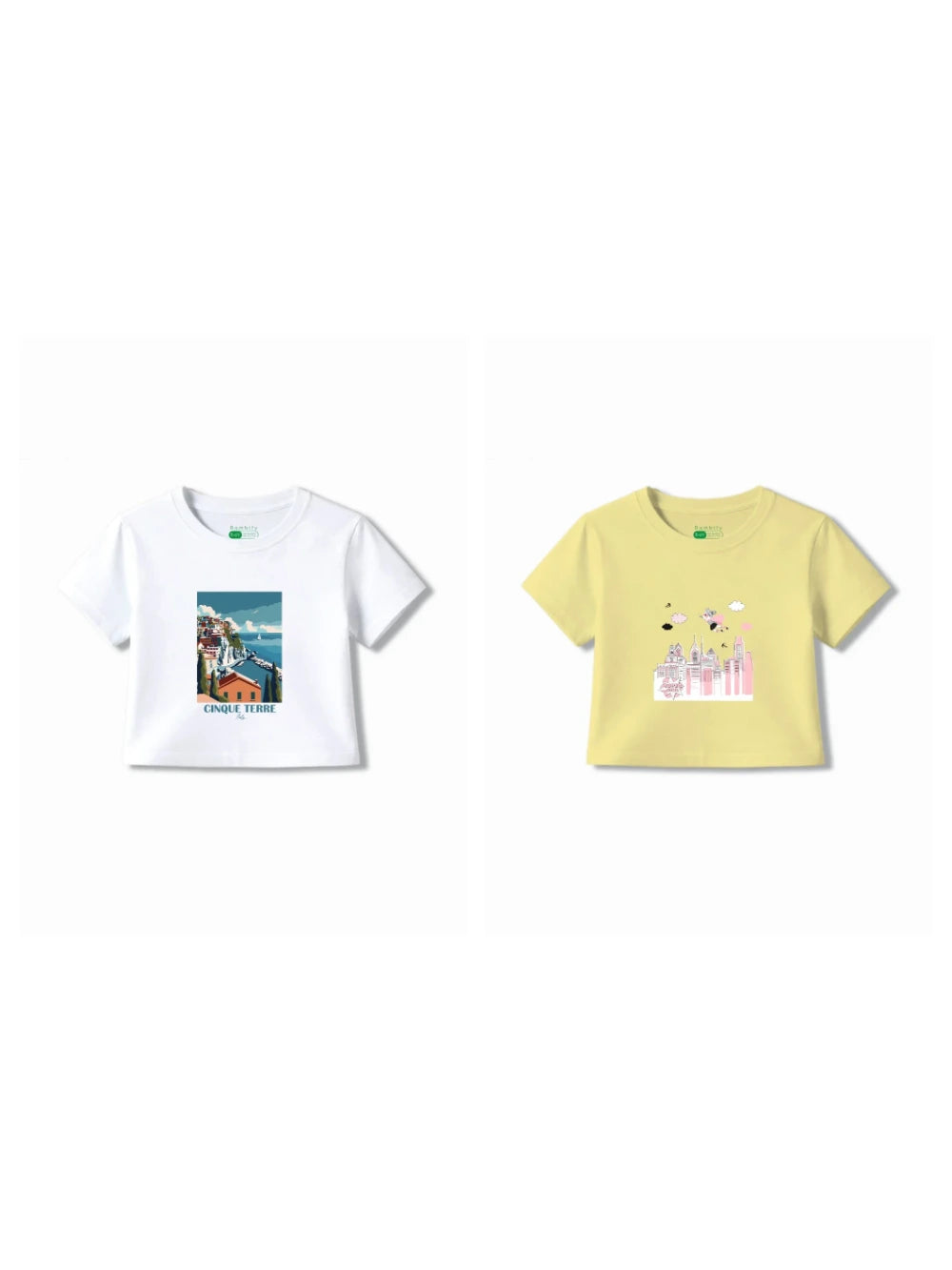 Bambify Kids T-Shirt Set Italy & Super Girl White & Yellow 7-8 Years bamboo cotton kids clothing India