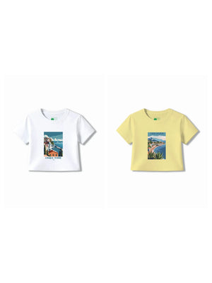 Bambify Kids T-Shirt Set Italy & France White & Yellow 5-6 Years bamboo cotton kids clothing India