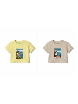 Bambify Kids T-Shirt Set Italy & France Beige & Yellow 7-8 Years bamboo cotton kids clothing India