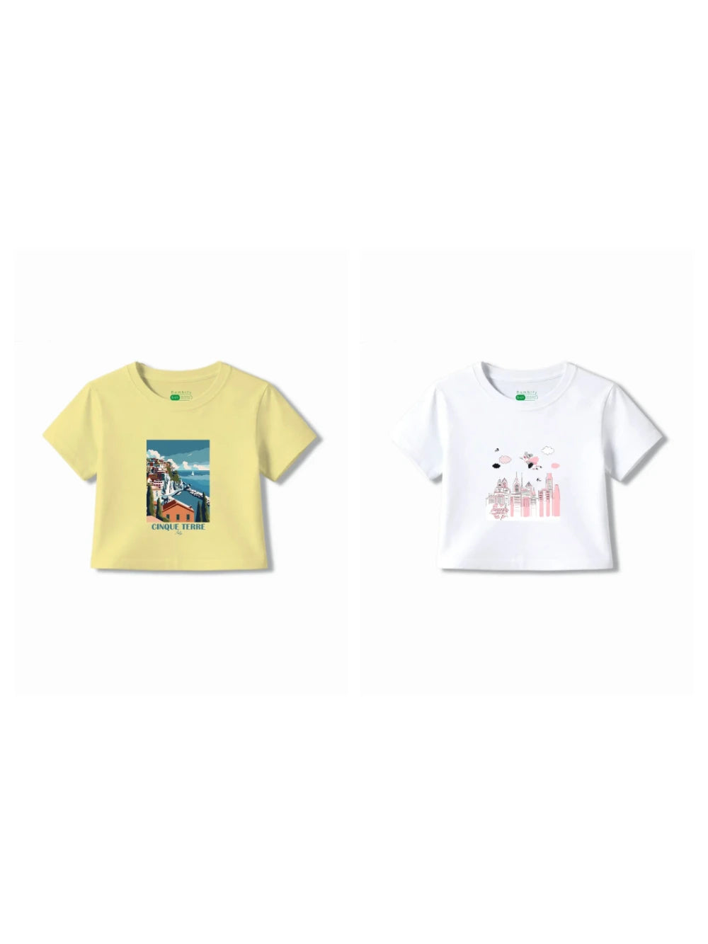 Bambify Kids T-Shirt Set Super Girl & Italy White & Yellow 3-4 Years bamboo cotton kids clothing India