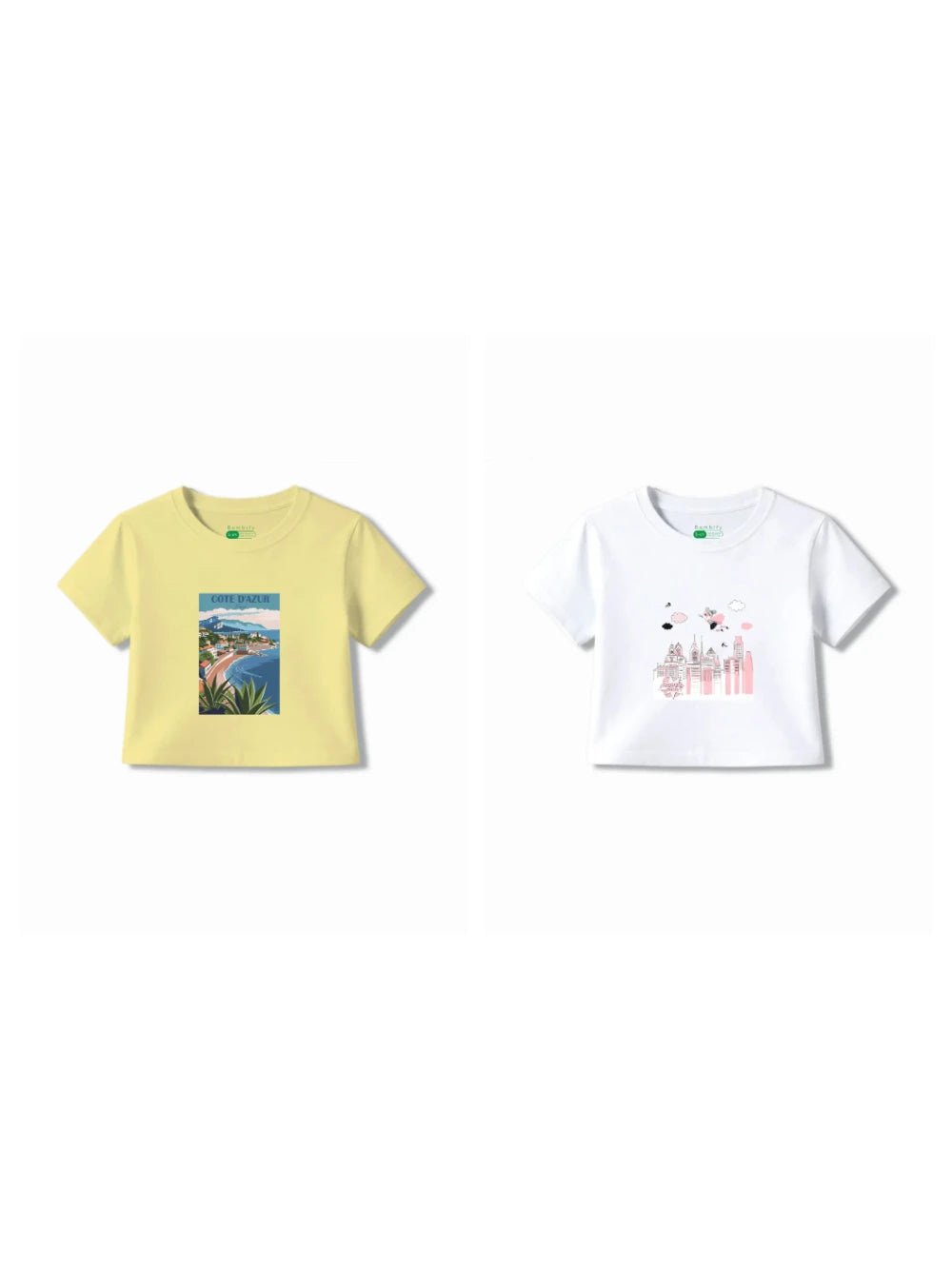 Bambify Kids T-Shirt Set Super Girl & France White & Yellow 9-10 Years bamboo cotton kids clothing India
