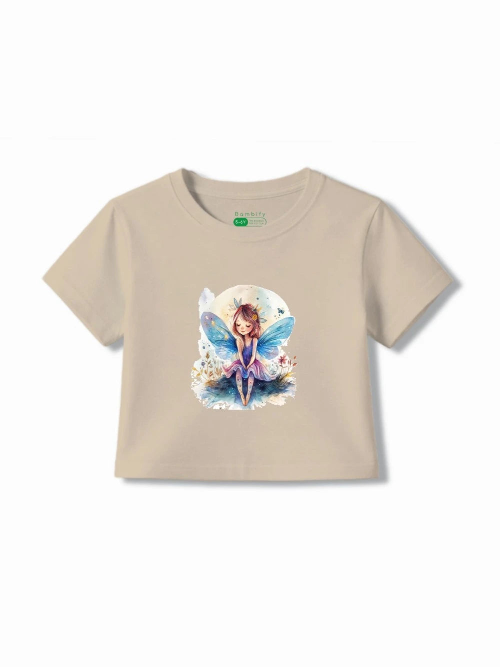 Bambify Girls Matching Crop Top & Shorts Set ‚ Angel Beige & White Bamboo Cotton Bambify India Beige 5-6 Years bamboo cotton kids clothing India