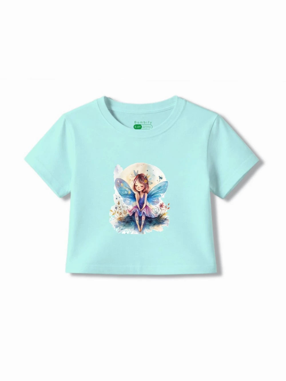 Bambify Girls Dance Time Crop Top & Shorts Set ‚ Angel Light Blue & Dusty Blue Bamboo Cotton Bambify India Light Blue 5-6 Years bamboo cotton kids clothing India