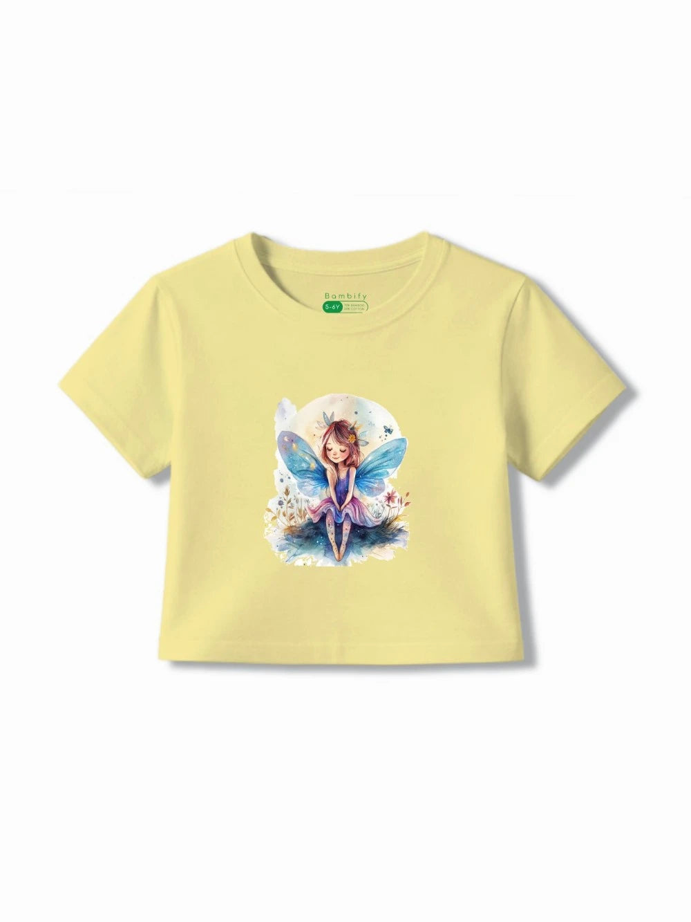 Bambify Premium Girls Crop Top & Shorts Set Gift ‚ Angel All Yellow Bamboo Cotton Bambify India Yellow 5-6 Years bamboo cotton kids clothing India
