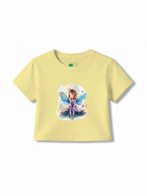 Bambify Premium Girls Crop Top & Shorts Set Gift ‚ Angel All Yellow Bamboo Cotton Bambify India Yellow 5-6 Years bamboo cotton kids clothing India