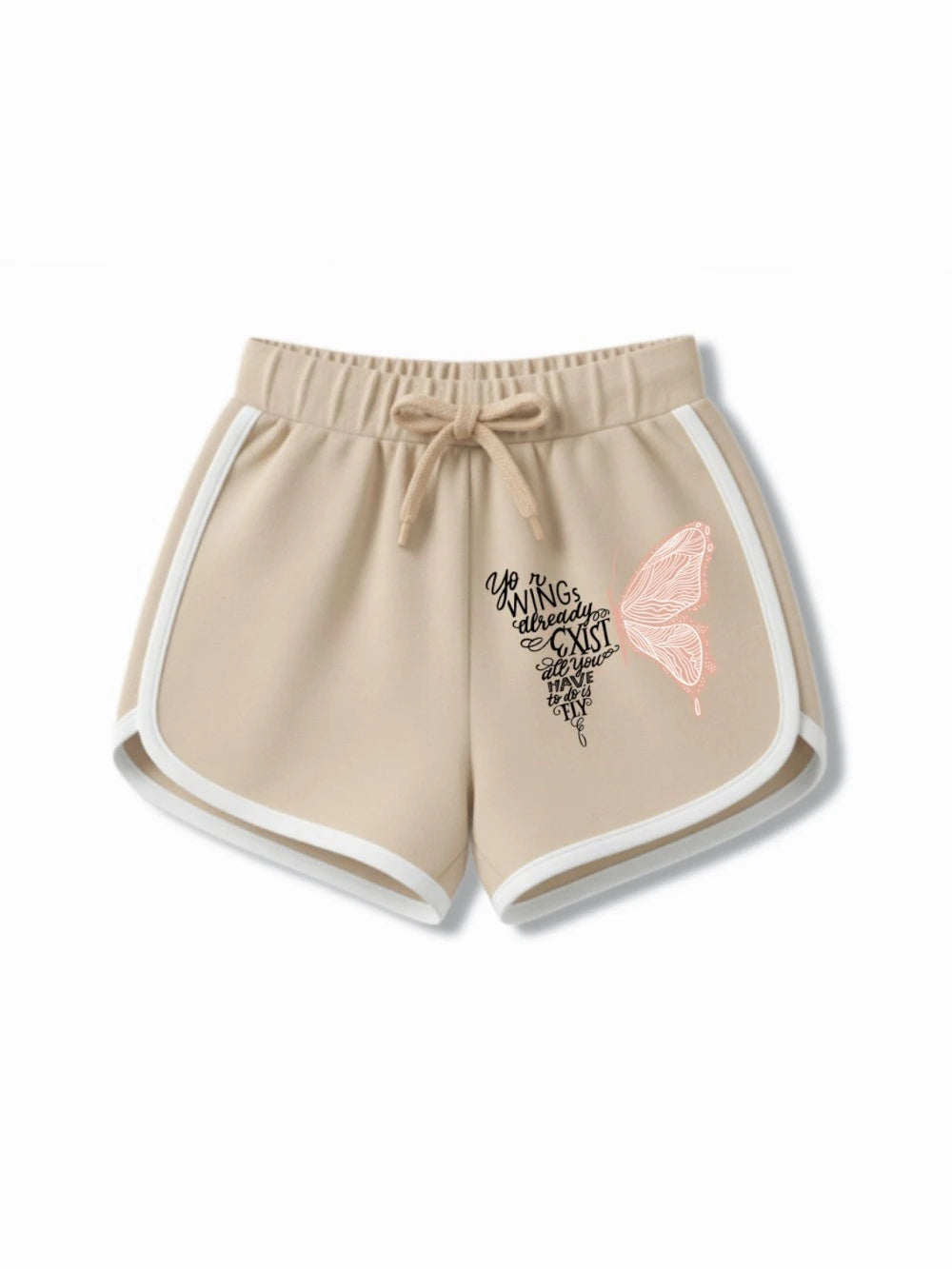 Bambify Girls Travel Holiday Crop Top & Shorts Set ‚ Angel White & Beige Bamboo Cotton Bambify India White 7-8 Years bamboo cotton kids clothing India