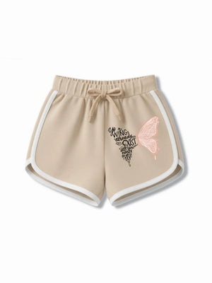 Bambify Girls Travel Holiday Crop Top & Shorts Set ‚ Angel White & Beige Bamboo Cotton Bambify India White 7-8 Years bamboo cotton kids clothing India