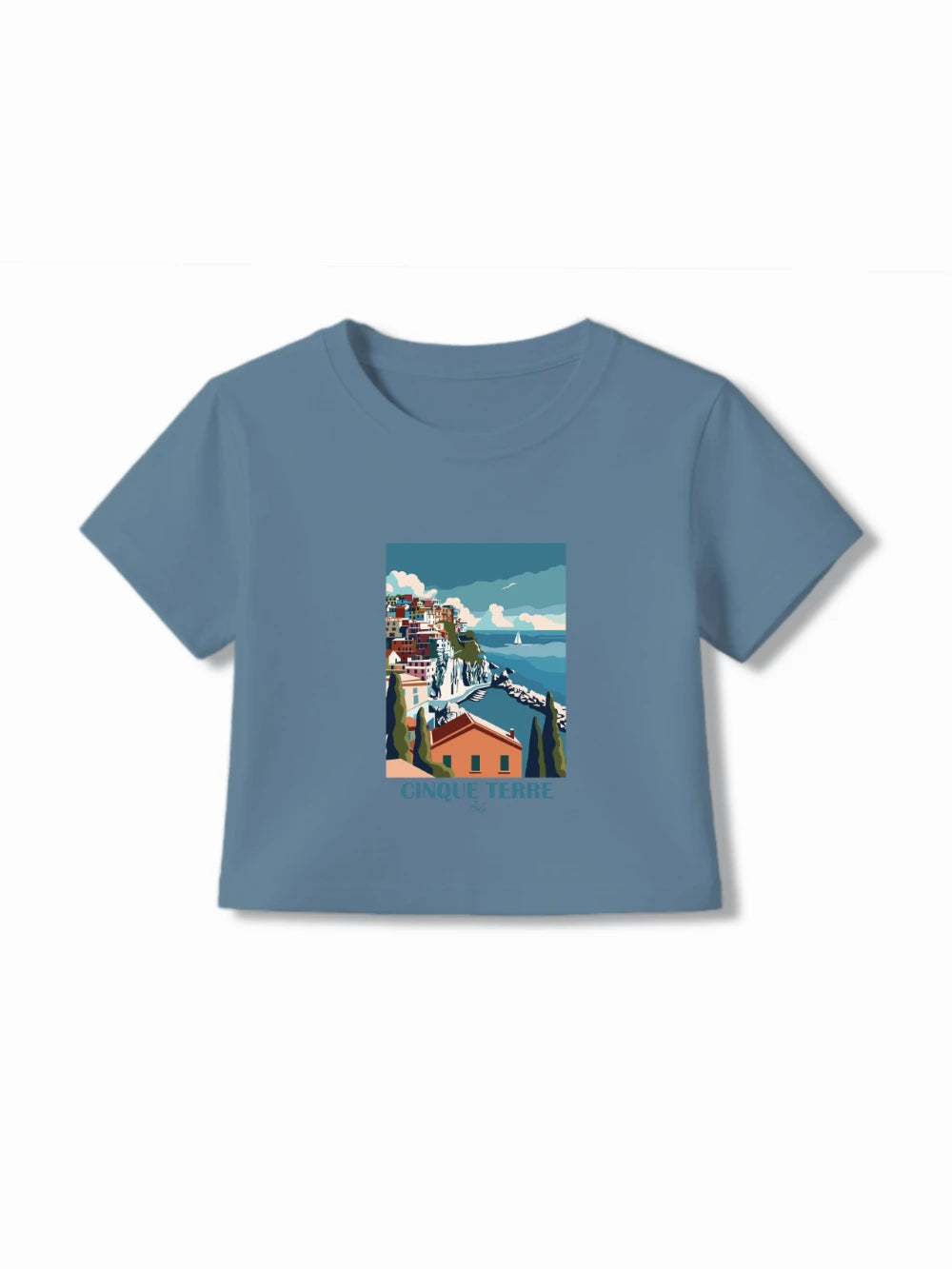 Bambify Kids T-Shirt Set Italy & France Dusty Blue & White 7-8 Years bamboo cotton kids clothing India
