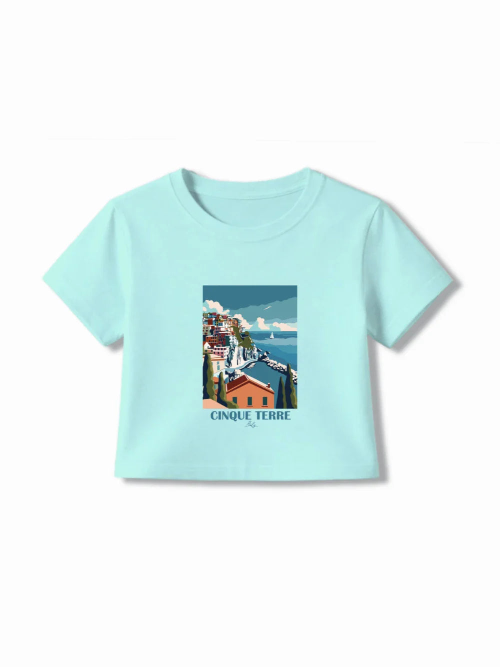 Italy Light Blue & Dusty Blue Girls Shorts & Crop Tshirt Set Size 5-6 Years Bamboo Cotton ‚ Bambify India