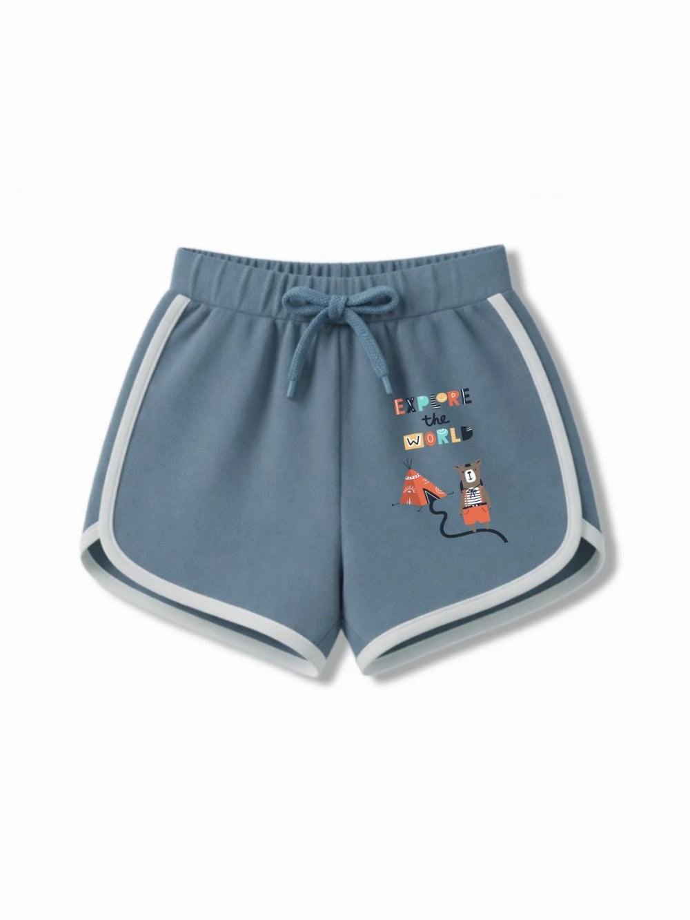 Bambify Girls Matching Shorts & Crop Tshirt Set ‚ Italy Light Blue & Dusty Blue Bamboo Cotton Bambify India Light Blue 7-8 Years bamboo cotton kids clothing India