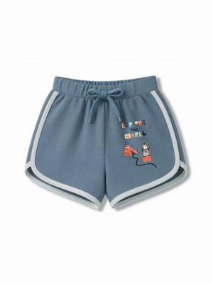 Bambify Girls Matching Shorts & Crop Tshirt Set ‚ Italy Light Blue & Dusty Blue Bamboo Cotton Bambify India Light Blue 7-8 Years bamboo cotton kids clothing India