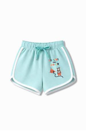 Bambify Skin Safe Girls Shorts & Crop Tshirt Set ‚ Italy Dusty Blue & Light Blue Hypoallergenic Bamboo Bambify India Dusty Blue 7-8 Years bamboo cotton kids clothing India