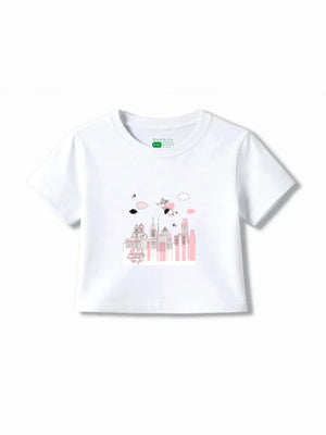 Bambify Kids T-Shirt Set Super Girl & Art White & Yellow 11-12 Years bamboo cotton kids clothing India