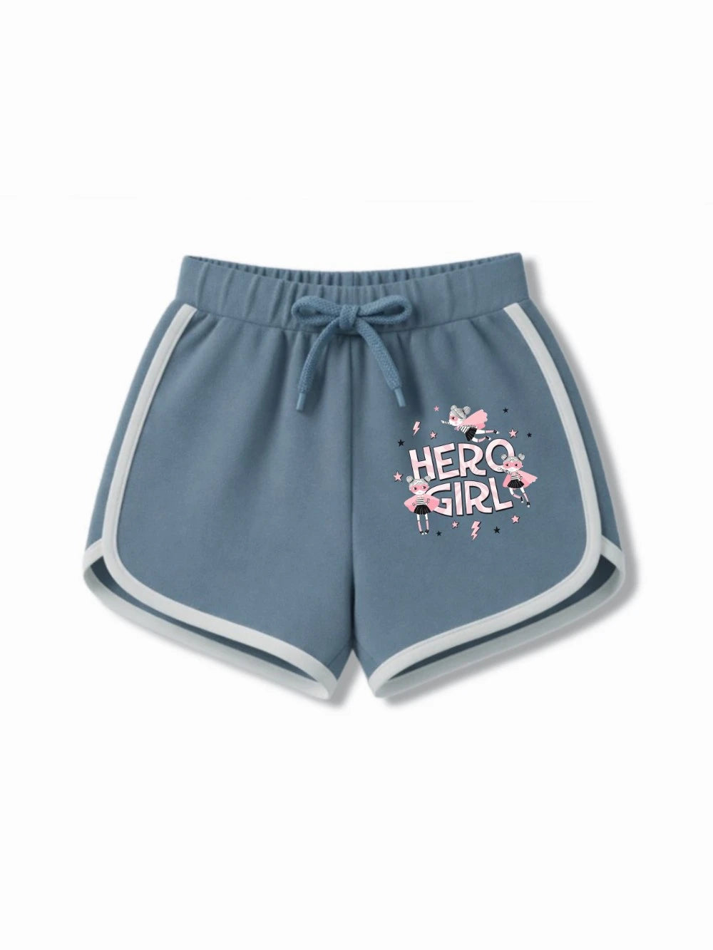 Bambify Girls Lounge Crop Set ‚ Super Girl Light Blue & Dusty Blue Bamboo Cotton Bambify India Light Blue 7-8 Years bamboo cotton kids clothing India