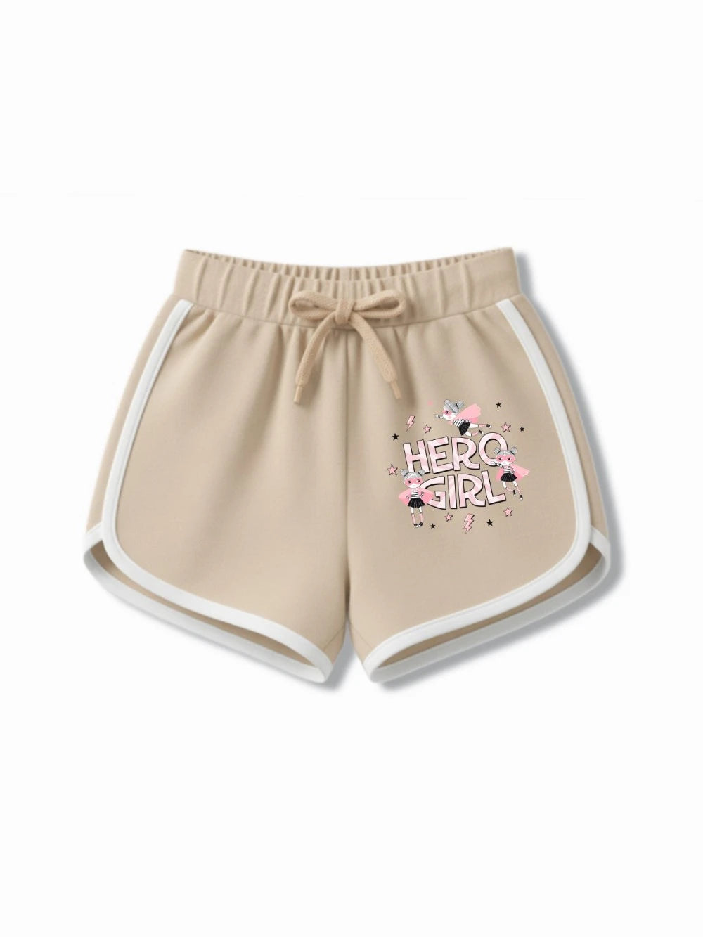 Bambify Active Sporty Girls Crop Set ‚ Super Girl White & Beige Bamboo Cotton Bambify India White 7-8 Years bamboo cotton kids clothing India