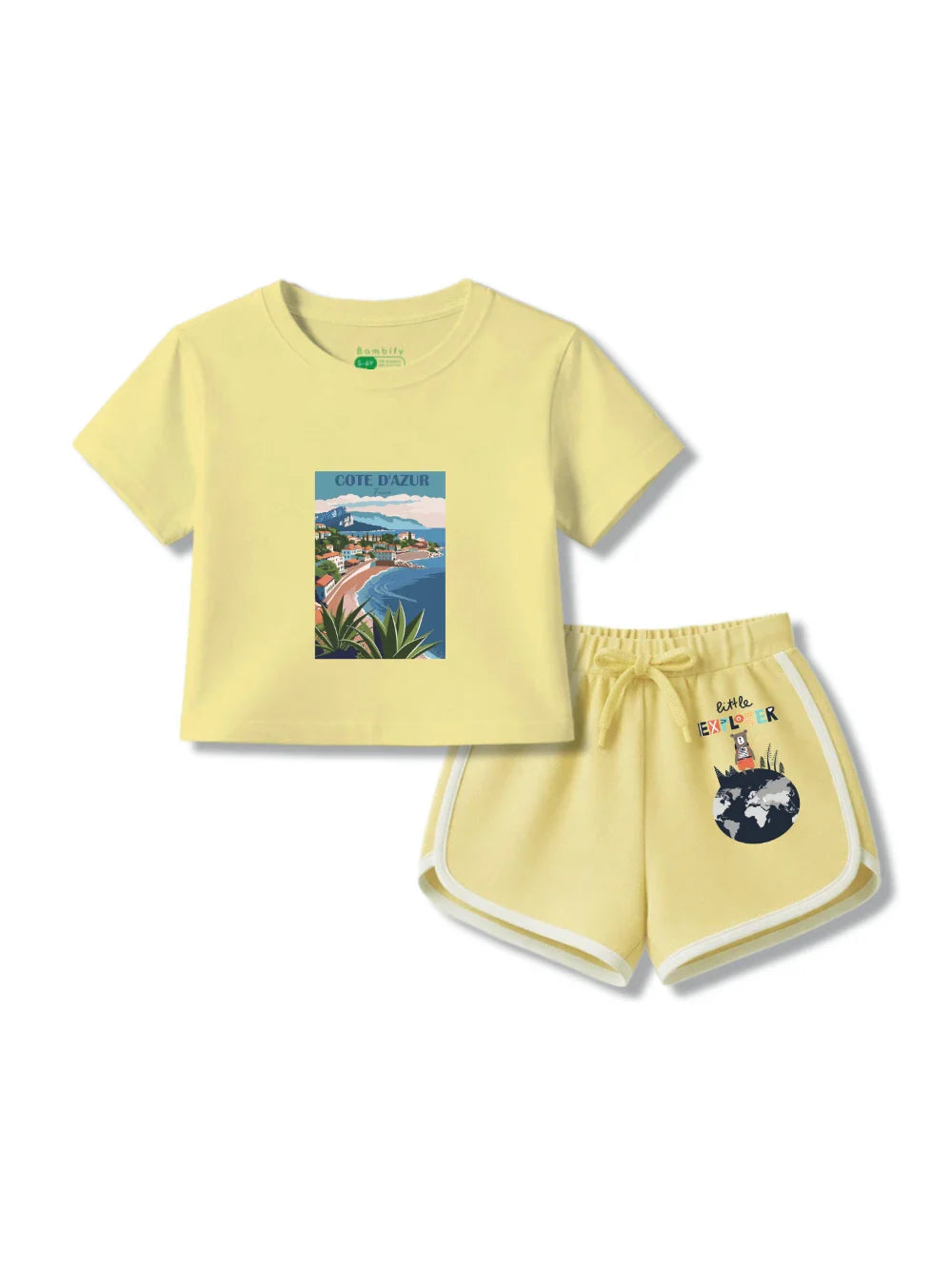 France All Yellow Girls Crop Top Set Size 3-4 Years Bamboo Cotton ‚ Bambify India