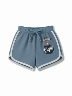 France Dusty Blue & Light Blue Girls Crop Top Set Size 7-8 Years Bamboo Cotton ‚ Bambify India