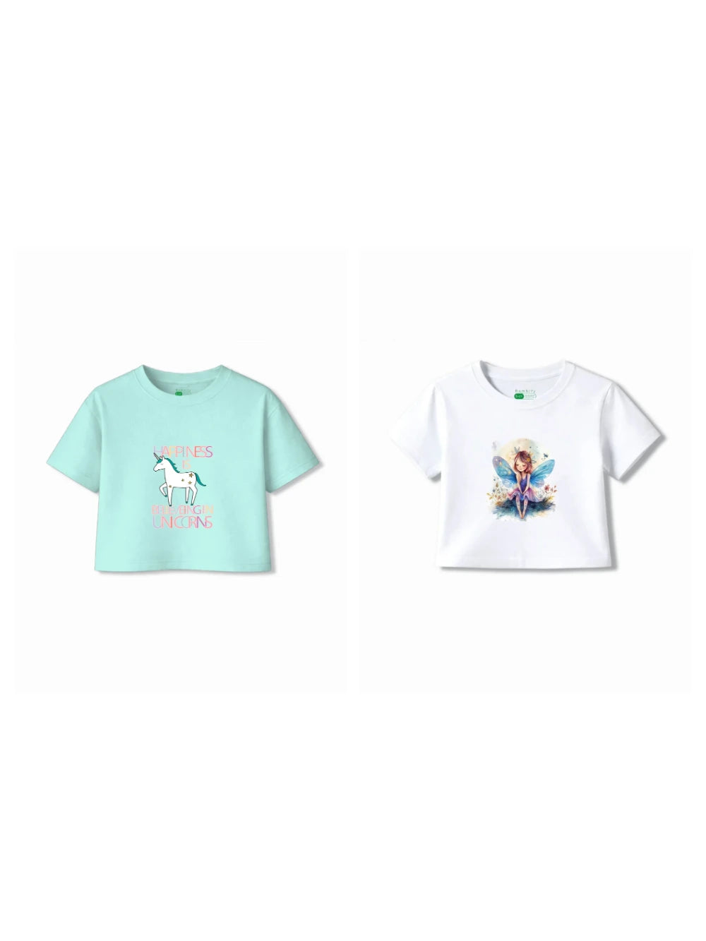 Bambify Kids T-Shirt Set Angel & Unicorn White & Light Blue 3-4 Years bamboo cotton kids clothing India