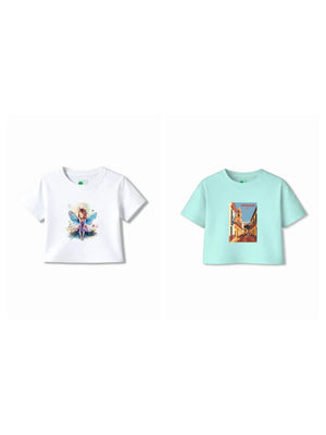 Bambify Kids T-Shirt Set Angel & Spanish White & Light Blue 3-4 Years bamboo cotton kids clothing India