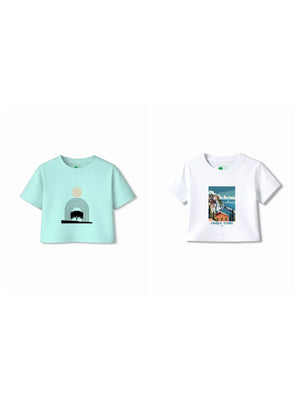 Bambify Kids T-Shirt Set Italy & Art White & Light Blue 11-12 Years bamboo cotton kids clothing India