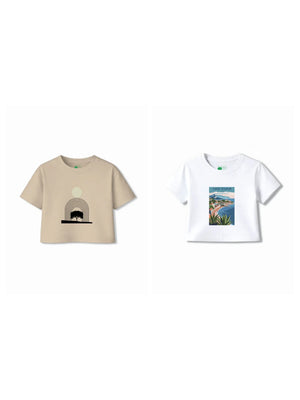 Bambify Kids T-Shirt Set France & Art White & Beige 11-12 Years bamboo cotton kids clothing India