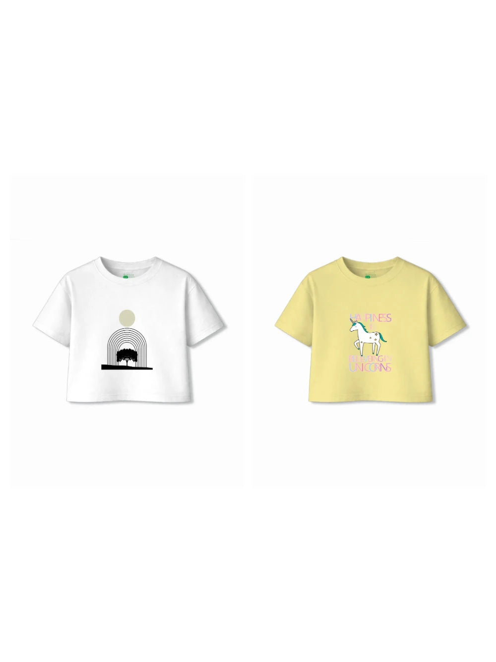 Bambify Kids T-Shirt Set Unicorn & Art Yellow & White 5-6 Years bamboo cotton kids clothing India