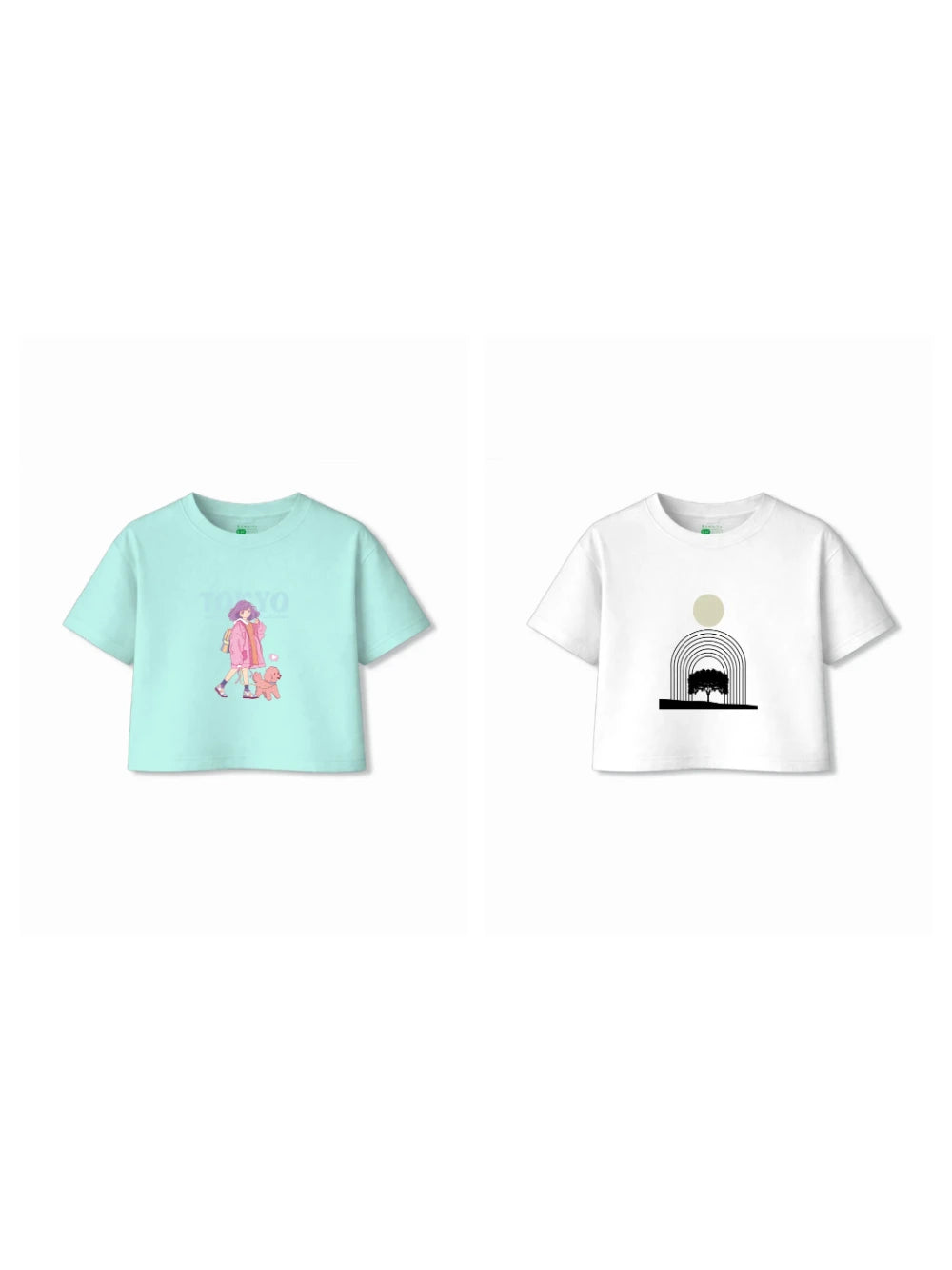 Bambify Kids T-Shirt Set Art & Tokyo White & Light Blue 3-4 Years bamboo cotton kids clothing India