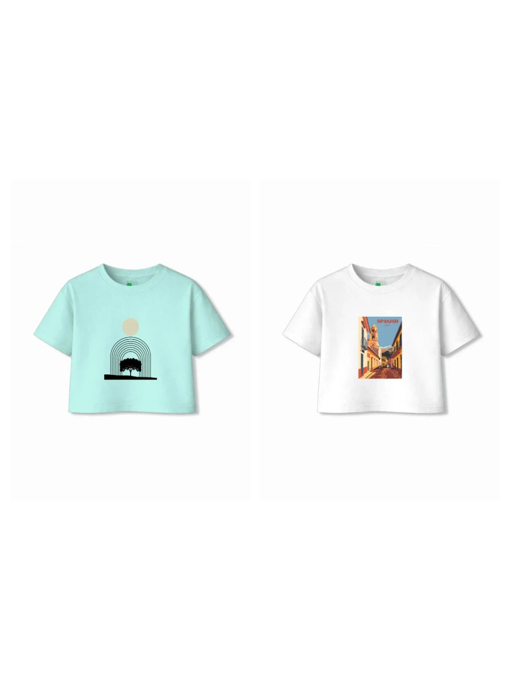 Bambify Kids T-Shirt Set Art & Spanish Light Blue & White 7-8 Years bamboo cotton kids clothing India