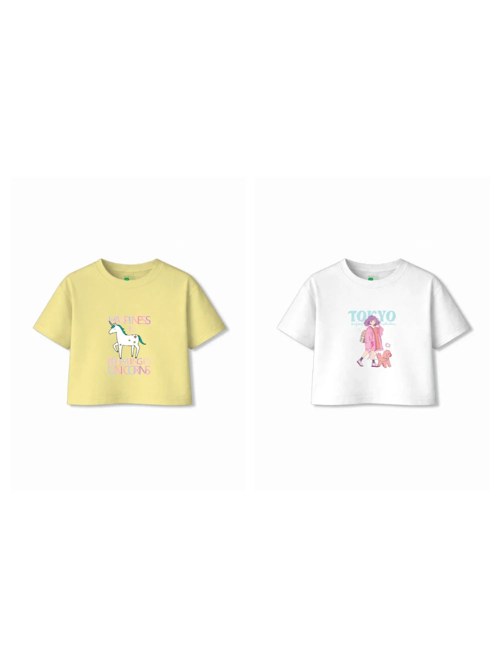 Bambify Kids T-Shirt Set Tokyo & Unicorn White & Yellow 3-4 Years bamboo cotton kids clothing India