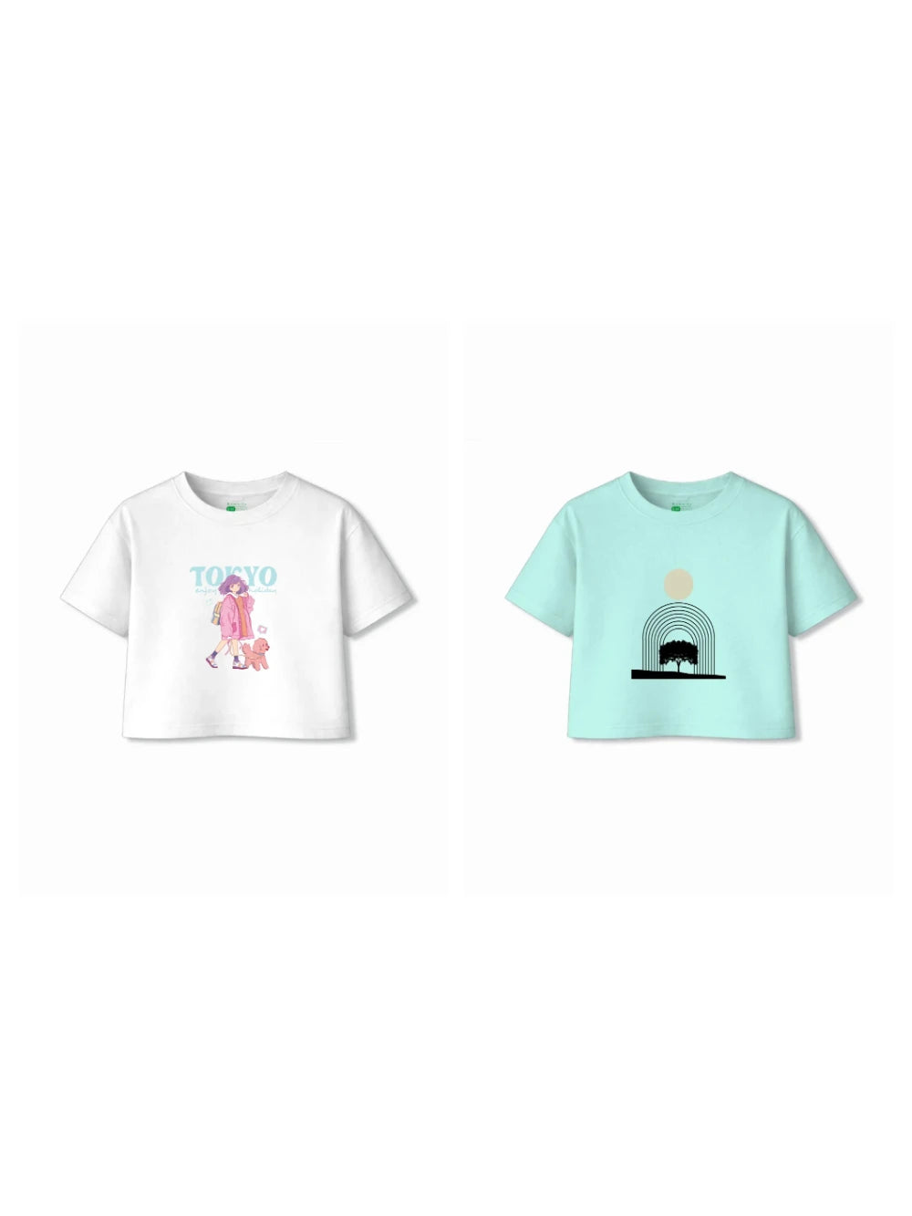 Bambify Kids T-Shirt Set Tokyo & Art White & Light Blue 5-6 Years bamboo cotton kids clothing India