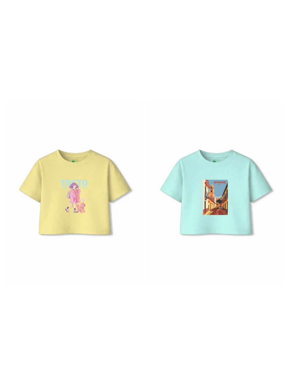Bambify Kids T-Shirt Set Tokyo & Spanish Yellow & Light Blue 7-8 Years bamboo cotton kids clothing India