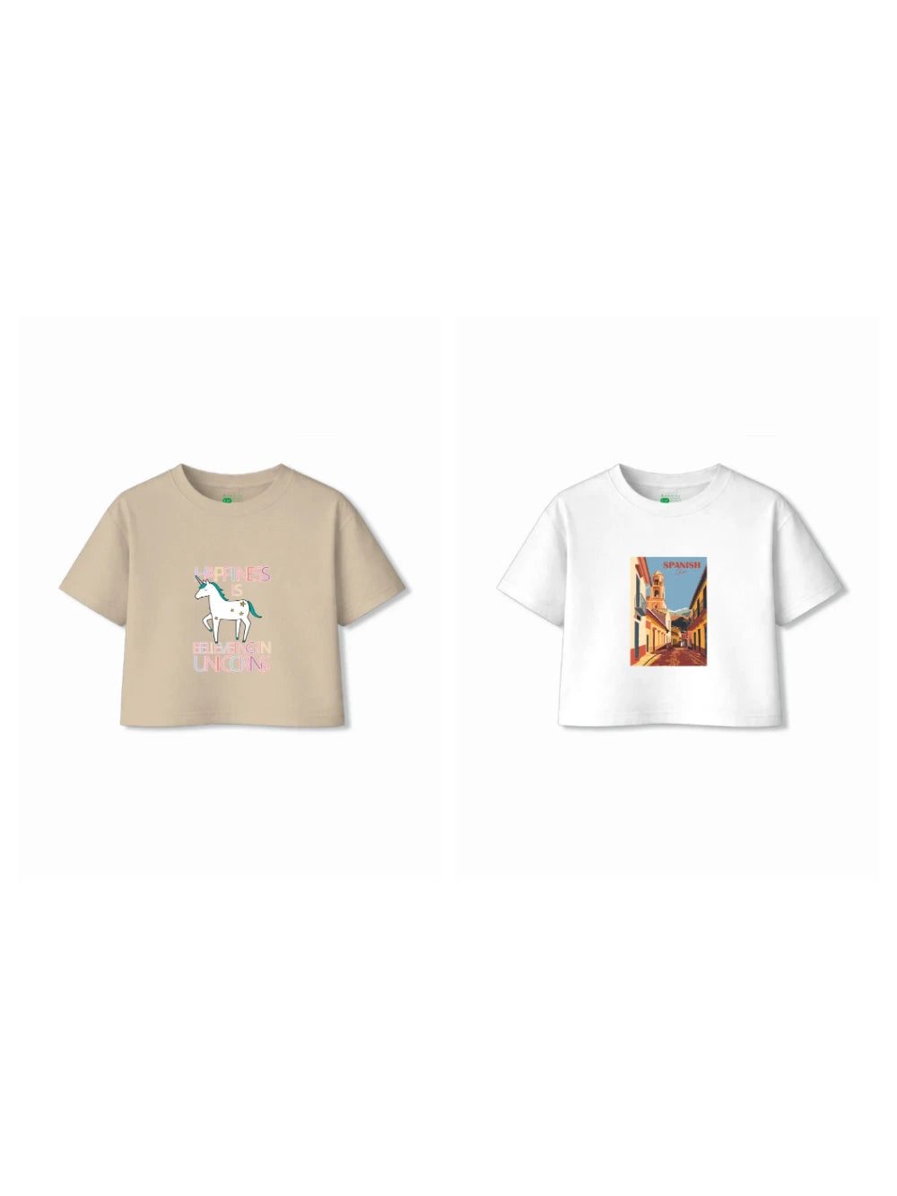 Bambify Kids T-Shirt Set Spanish & Unicorn White & Beige 11-12 Years bamboo cotton kids clothing India