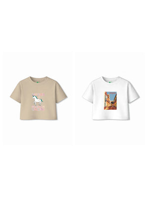 Bambify Kids T-Shirt Set Spanish & Unicorn White & Beige 11-12 Years bamboo cotton kids clothing India