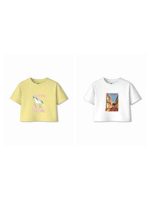 Bambify Kids T-Shirt Set Spanish & Unicorn White & Yellow 3-4 Years bamboo cotton kids clothing India