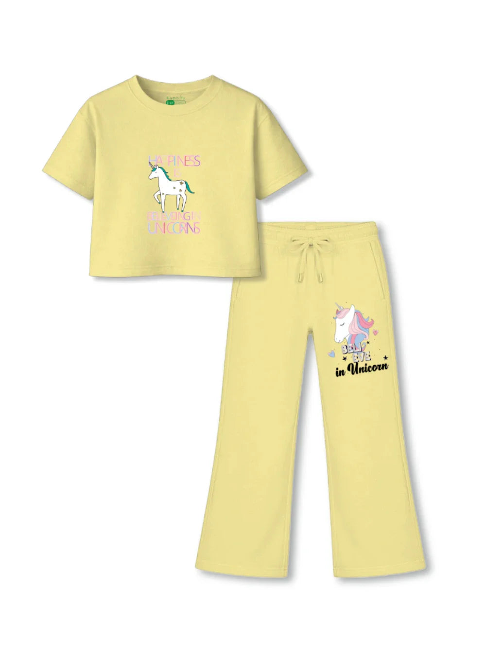 Unicorn All Yellow Girls Crop Set Size 3-4 Years Bamboo Cotton ‚ Bambify India