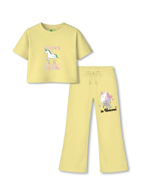 Unicorn All Yellow Girls Crop Set Size 3-4 Years Bamboo Cotton ‚ Bambify India