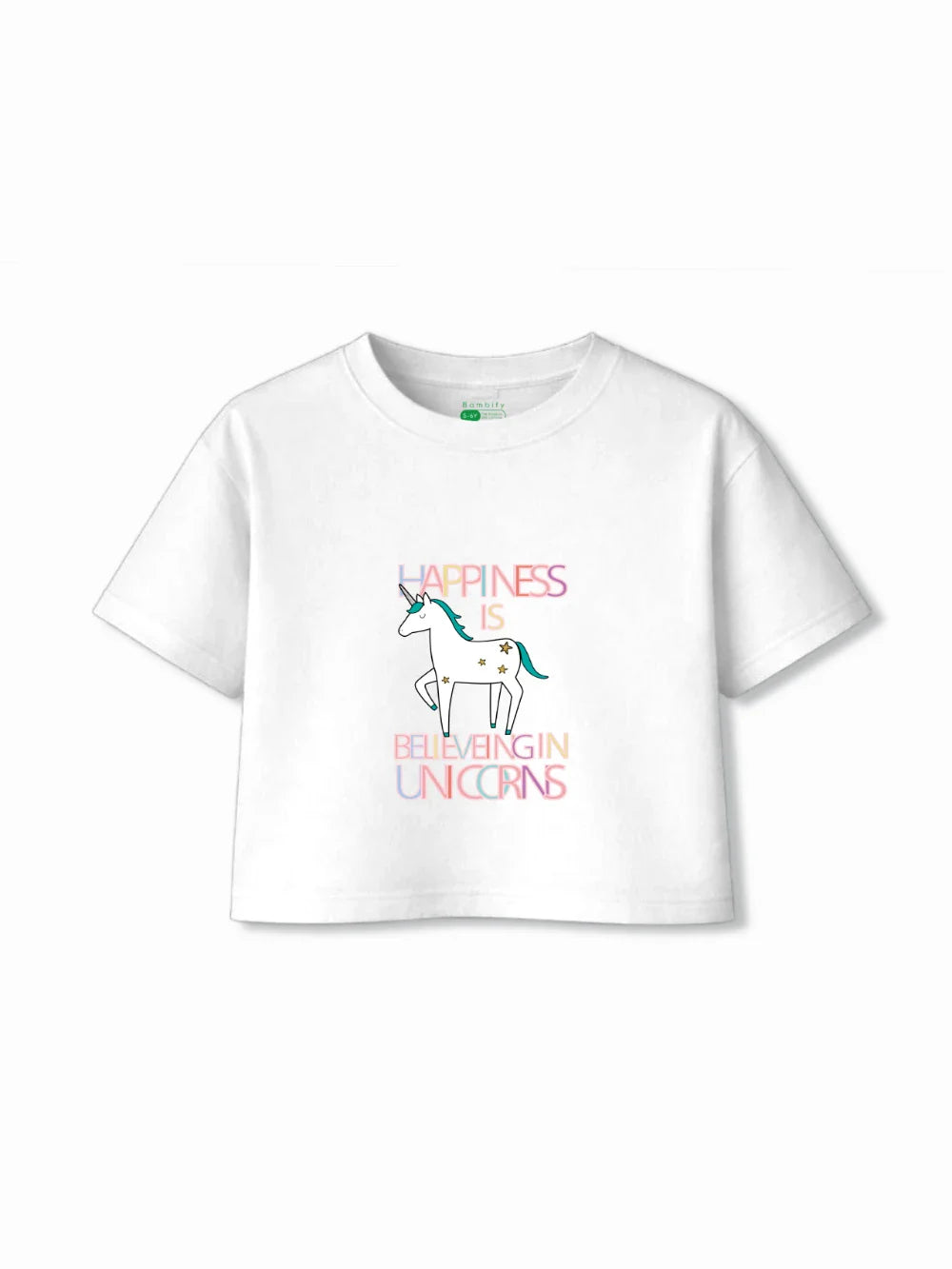 Unicorn White & Beige Girls Crop Set Size 5-6 Years Bamboo Cotton ‚ Bambify India