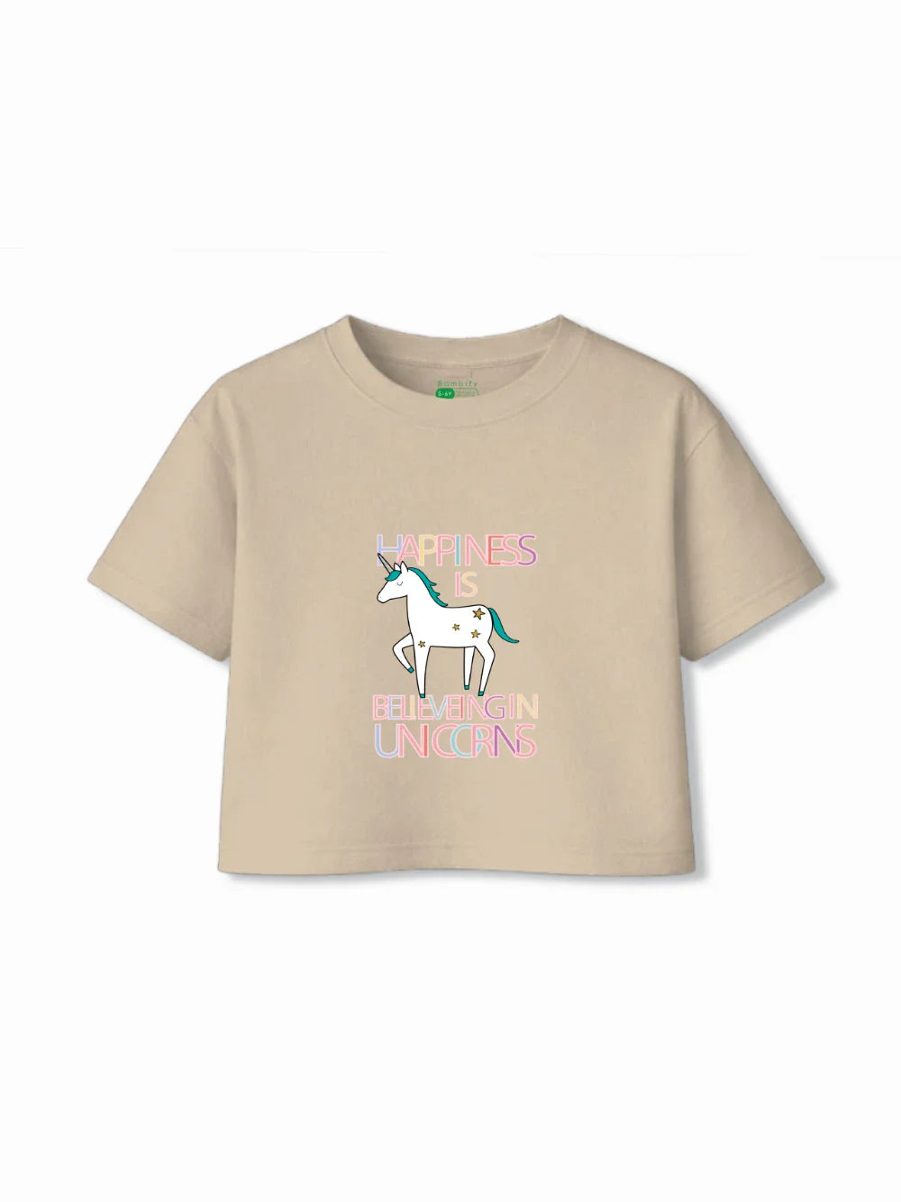 Unicorn Beige & White Girls Crop Set Size 7-8 Years Bamboo Cotton ‚ Bambify India