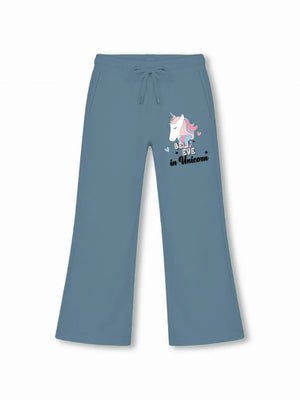Unicorn Light Blue & Dusty Blue Girls Crop Set Size 7-8 Years Bamboo Cotton ‚ Bambify India