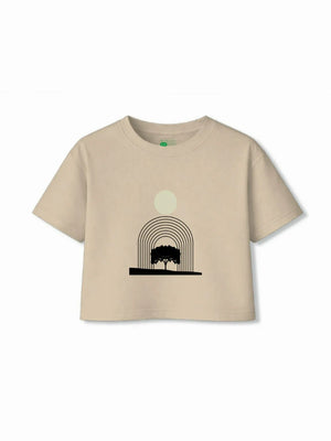 Art Beige & White Girls Crop Set Size 5-6 Years Bamboo Cotton ‚ Bambify India
