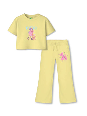 Tokyo All Yellow Girls Crop Set Size 3-4 Years Bamboo Cotton ‚ Bambify India