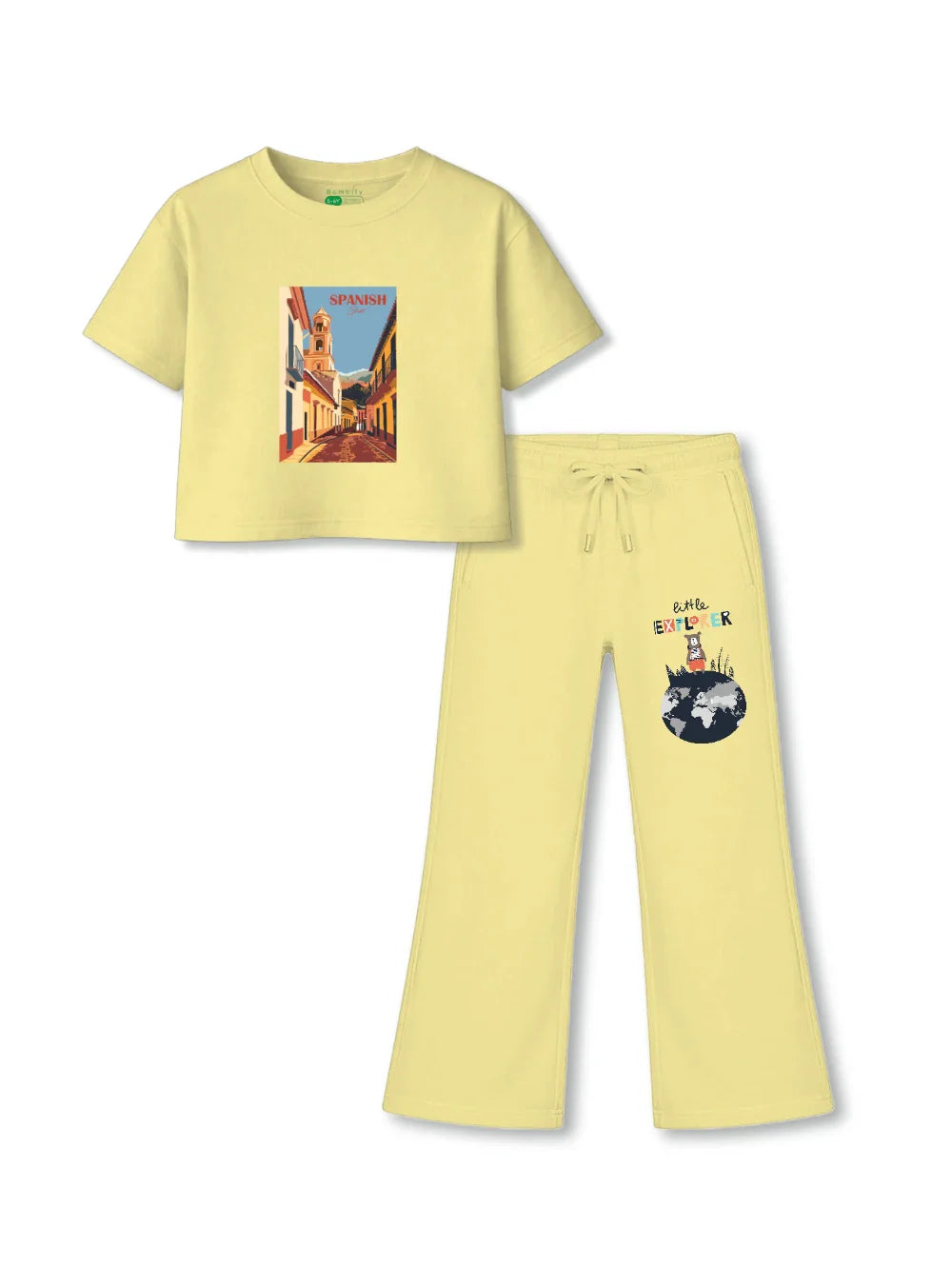 Spanish All Yellow Girls Crop Set Size 3-4 Years Bamboo Cotton ‚ Bambify India