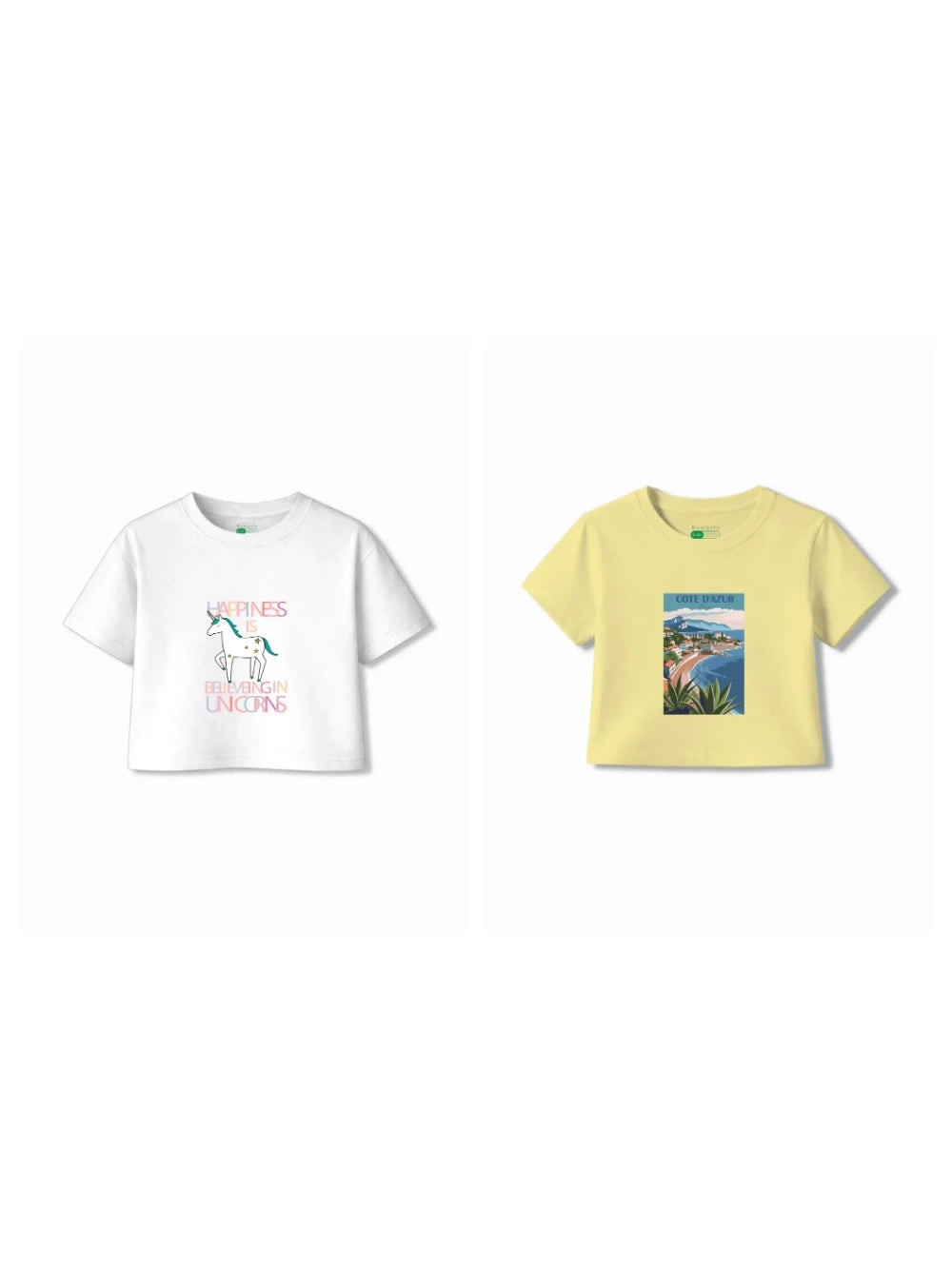 Bambify Kids T-Shirt Set Unicorn & France White & Yellow 11-12 Years bamboo cotton kids clothing India