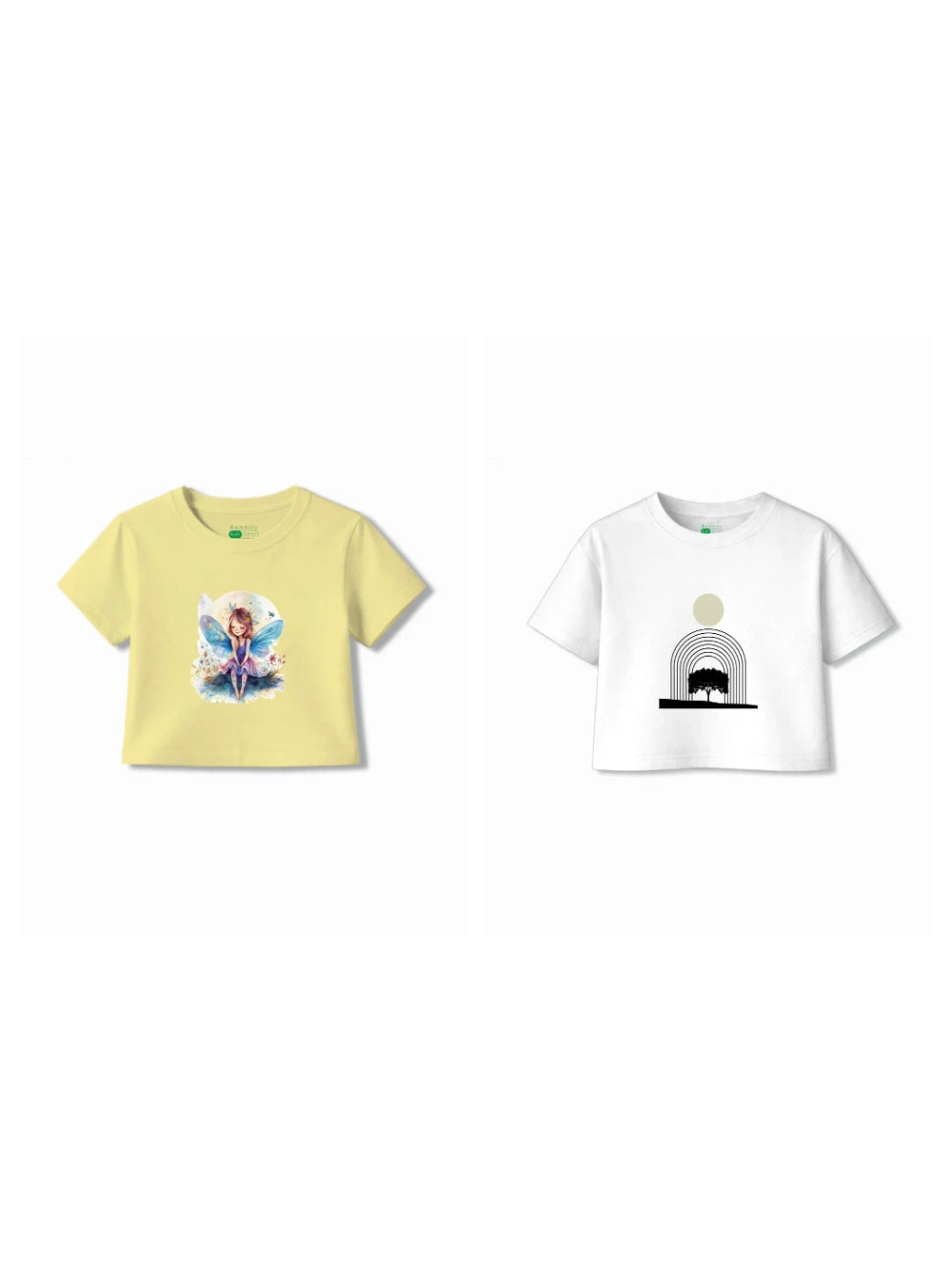 Bambify Kids T-Shirt Set Art & Angel White & Yellow 9-10 Years bamboo cotton kids clothing India