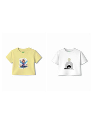 Bambify Kids T-Shirt Set Art & Angel White & Yellow 9-10 Years bamboo cotton kids clothing India
