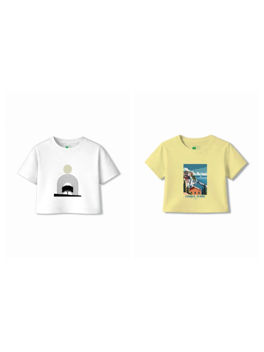 Bambify Kids T-Shirt Set Art & Italy White & Yellow 5-6 Years bamboo cotton kids clothing India