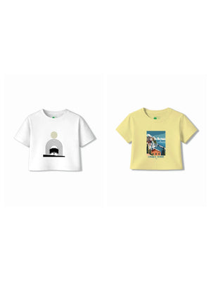 Bambify Kids T-Shirt Set Art & Italy White & Yellow 5-6 Years bamboo cotton kids clothing India