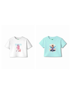 Bambify Kids T-Shirt Set Tokyo & Angel White & Light Blue 7-8 Years bamboo cotton kids clothing India