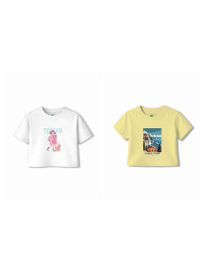Bambify Kids T-Shirt Set Tokyo & Italy White & Yellow 9-10 Years bamboo cotton kids clothing India