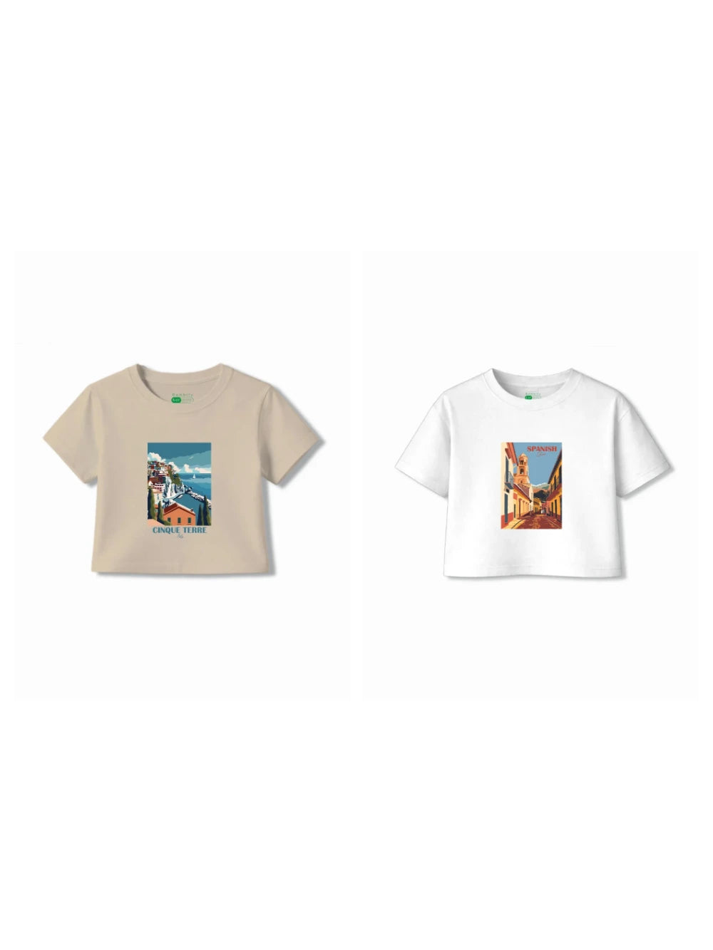 Bambify Kids T-Shirt Set Spanish & Italy White & Beige 5-6 Years bamboo cotton kids clothing India
